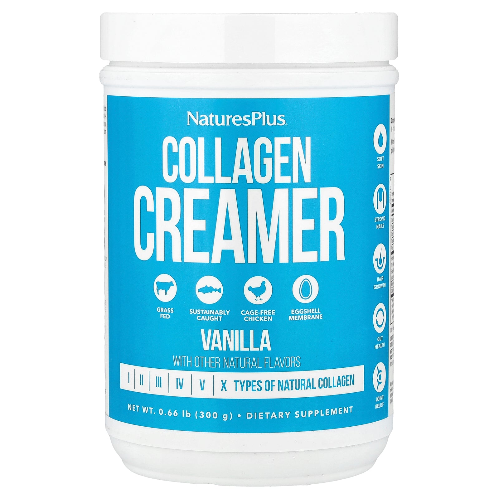 NaturesPlus, Collagen Creamer, Vanilla, 0.66 lb (300 g)