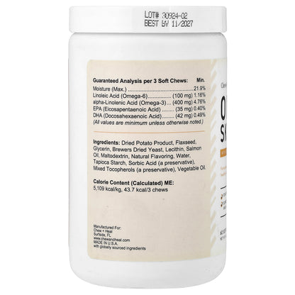Chew + Heal, Omega Skin + Coat, For Dogs and Cats, 60 Soft Chews, 6 oz (171 g)