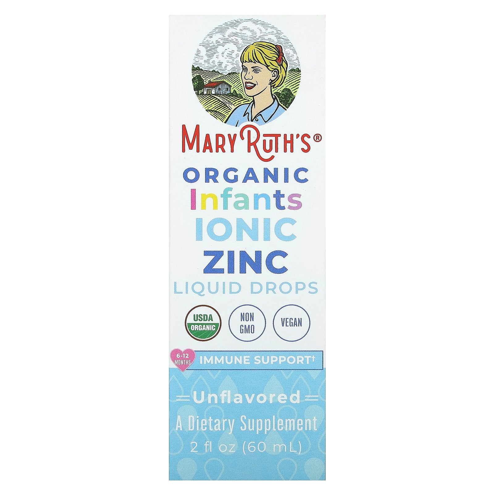 MaryRuth's, Organic Infants Ionic Zinc, Liquid Drops, 6-12 Months, Unflavored, 2 fl oz (60 ml)