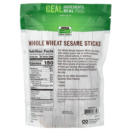 NOW Foods, Real Food, Whole Wheat Sesame Sticks, 9 oz (255 g)