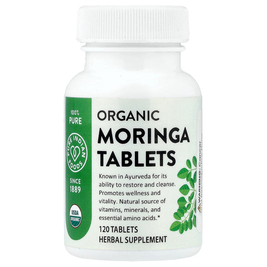 Pure Indian Foods, Organic Moringa Tablets , 120 Tablets (400 mg per Tablet)