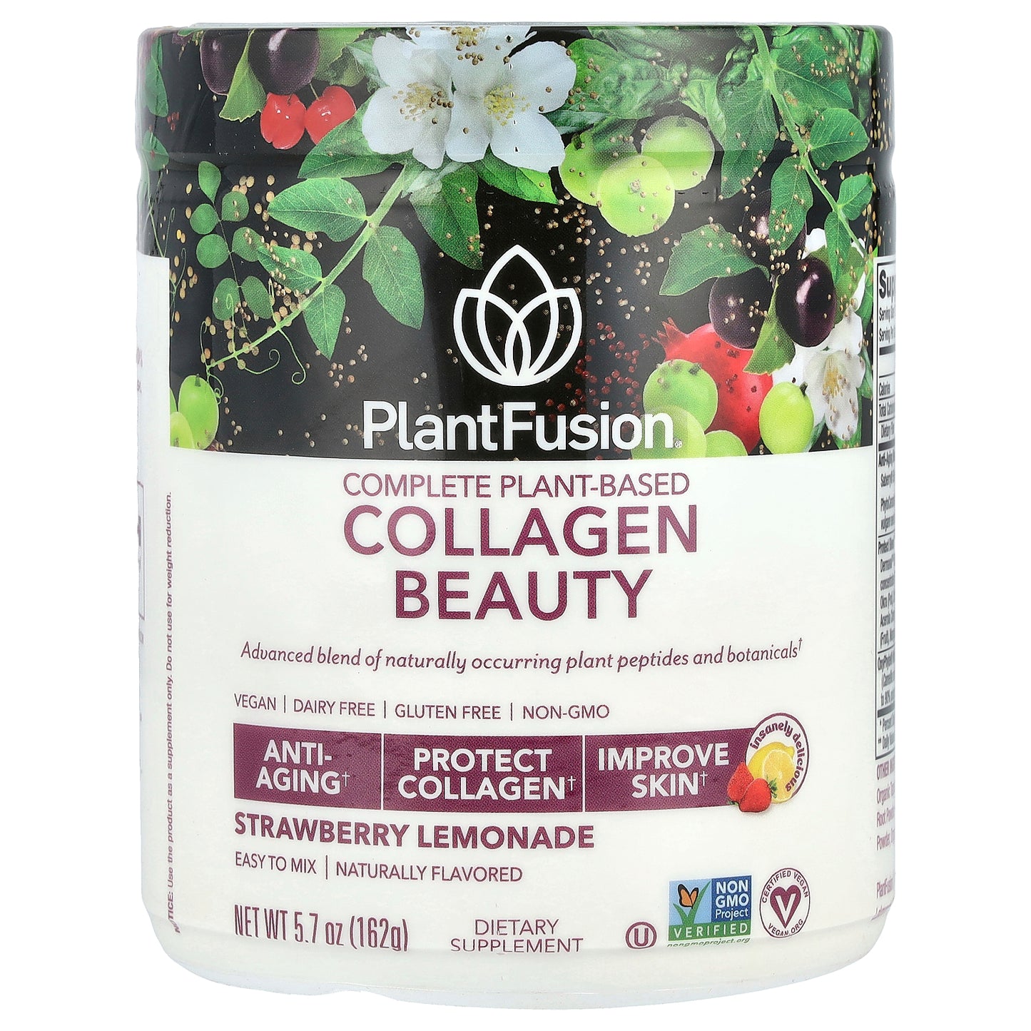 PlantFusion, Complete Plant Based Collagen Beauty, Strawberry Lemonade, 5.7 oz (162 g)