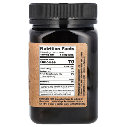 Egmont Honey, Manuka Honey, Raw And Unpasteurized, UMF™ 7+, MGO 150+, 17.6 oz (500 g)