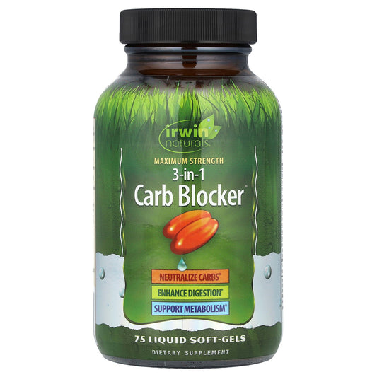 Irwin Naturals, 3-In-1 Carb Blocker®, Maximum Strength, 75 Liquid Soft-Gels