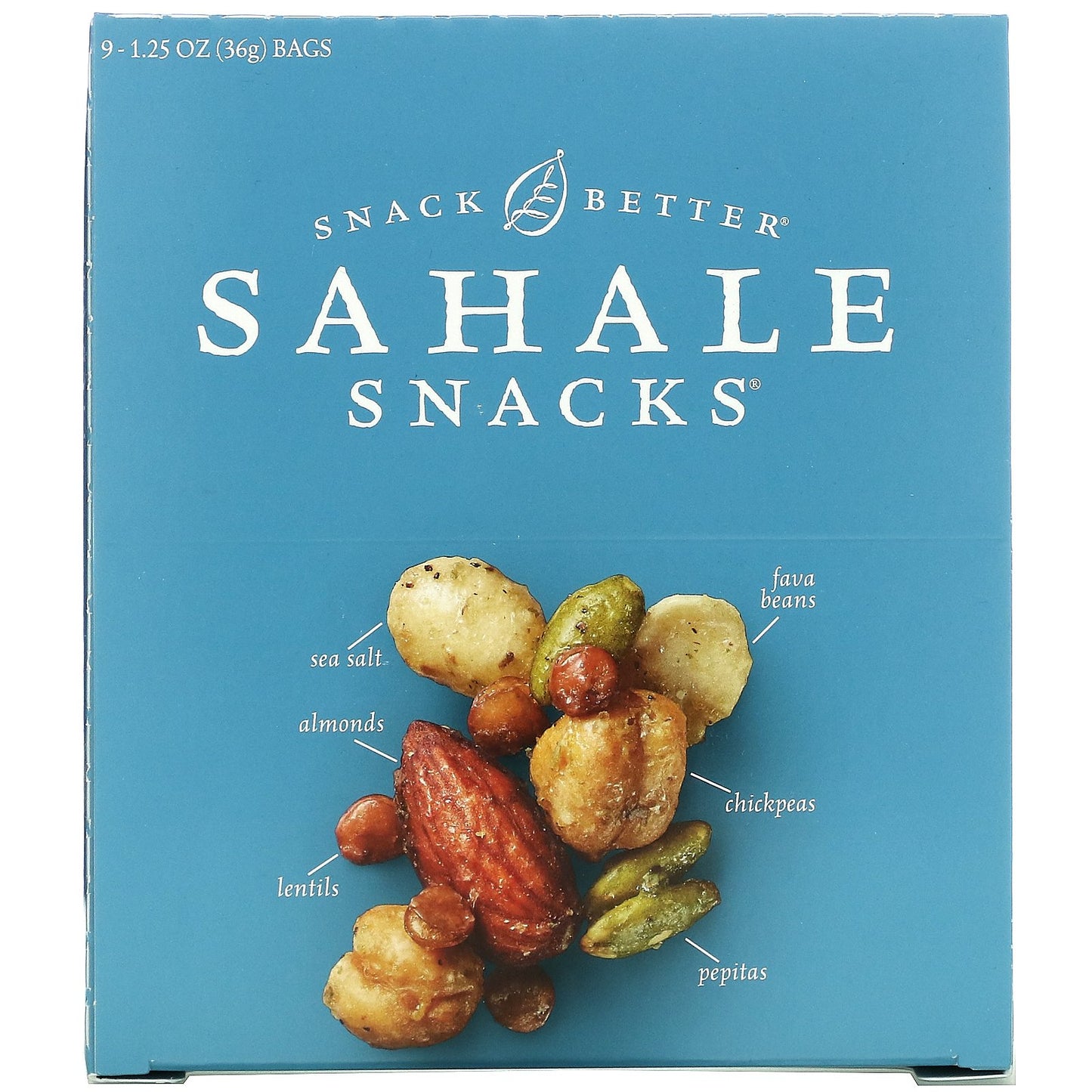 Sahale Snacks, Snack Mix, Sea Salt Bean + Nut, 9 Bags, 1.25 oz (36 g) Each