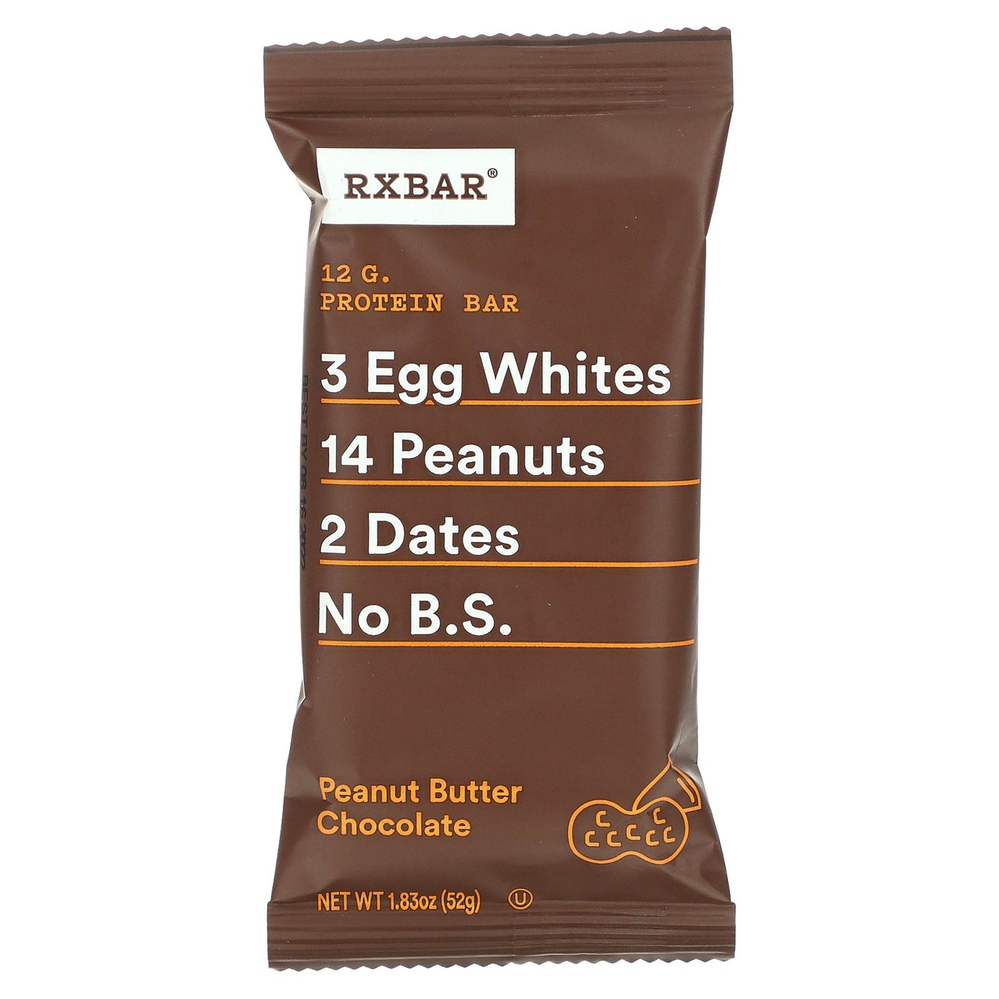 RXBAR, Protein Bar, Peanut Butter Chocolate, 12 Bars, 1.83 oz (52 g) Each