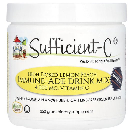 Sufficient C, High Dosed Immune-Ade Drink Mix, Lemon Peach, 250 g