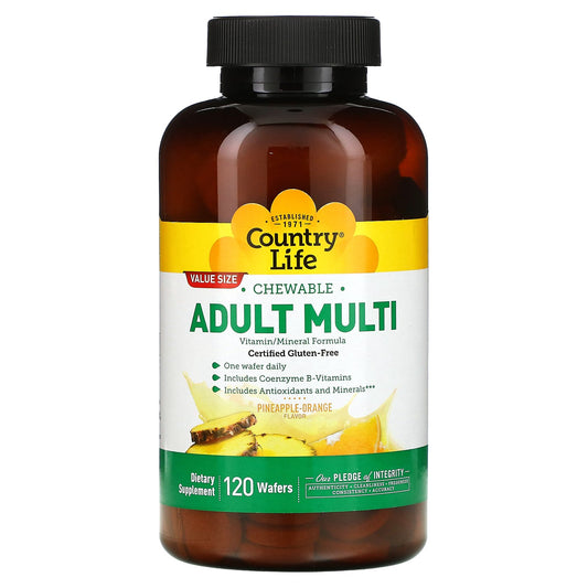 Country Life, Chewable Adult Multi, Pineapple-Orange, 120 Wafers