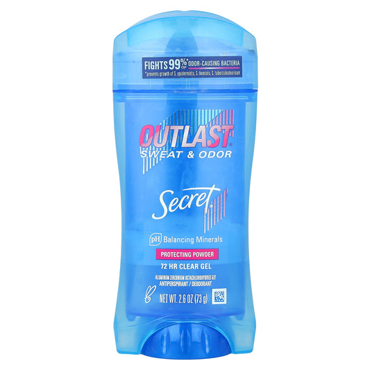 Secret, Outlast®, 72 Hr Clear Gel Deodorant, Protecting Powder, 2.6 oz (73 g)