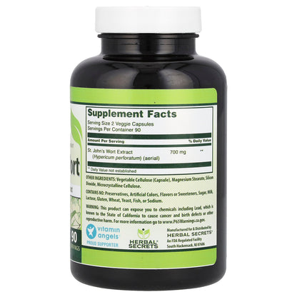 Herbal Secrets, St. John's Wort, 180 Veggie Capsules (350 mg per Capsule)