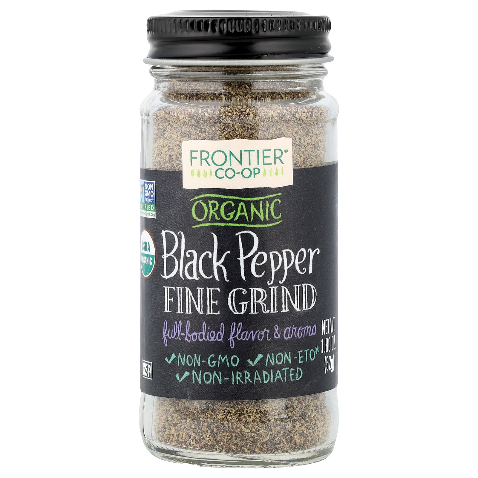 Frontier Co-op, Organic Black Pepper, Fine Grind, 1.8 oz (52 g)
