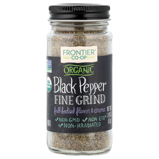 Frontier Co-op, Organic Black Pepper, Fine Grind, 1.8 oz (52 g)
