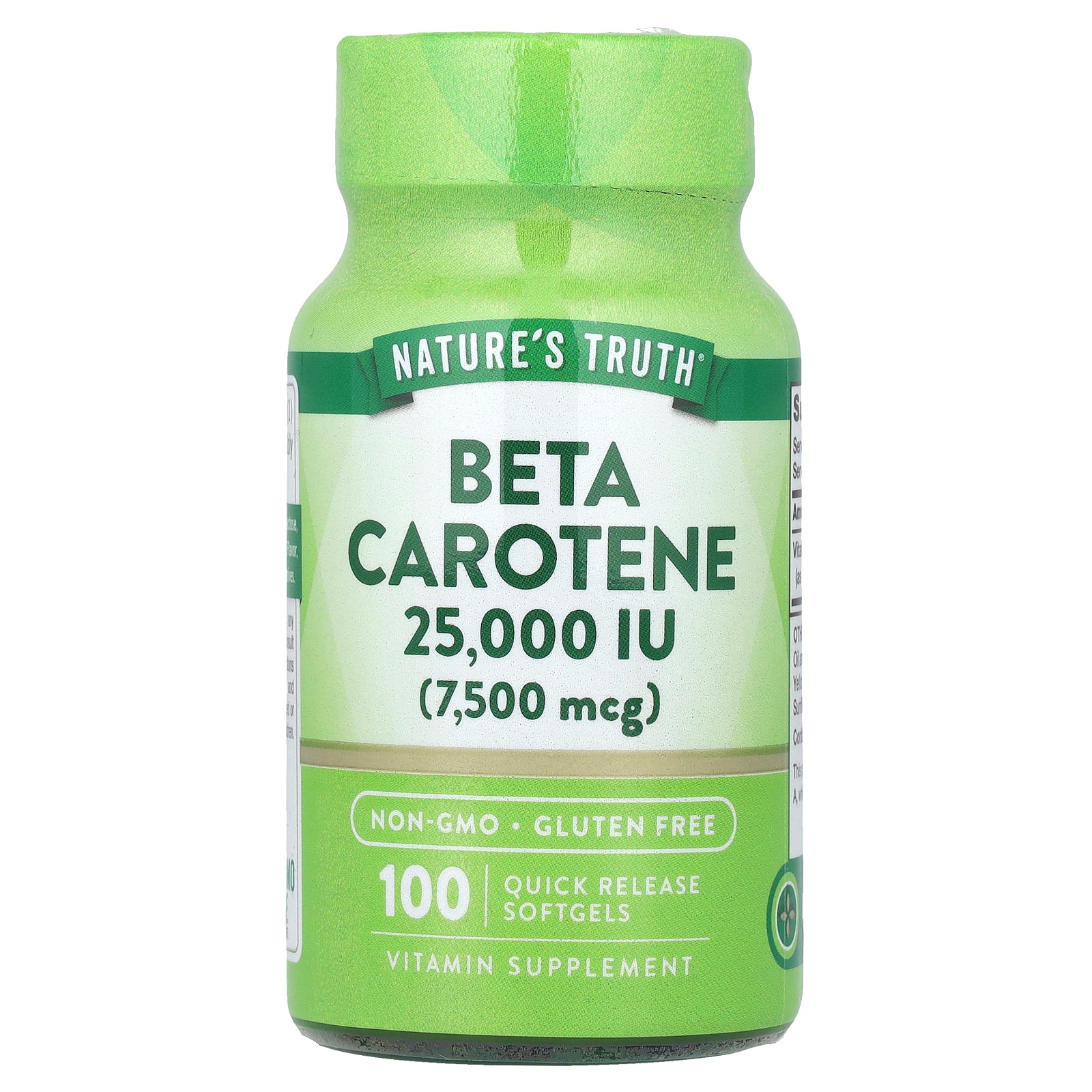 Nature's Truth, Beta Carotene, 7,500 mcg (25,000 IU), 100 Quick Release Softgels