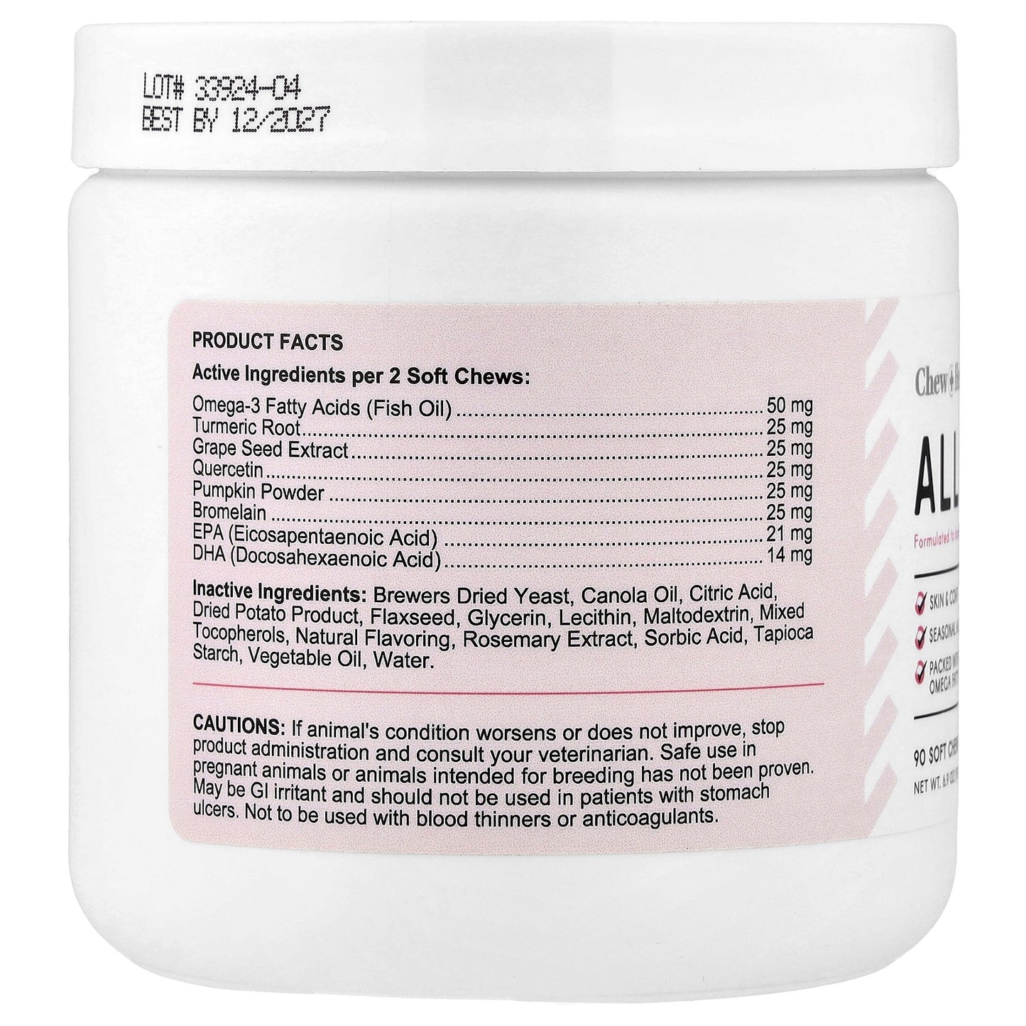 Chew + Heal, Allergy Aid, For Dogs, 90 Soft Chews, 6.9 oz (198 g)