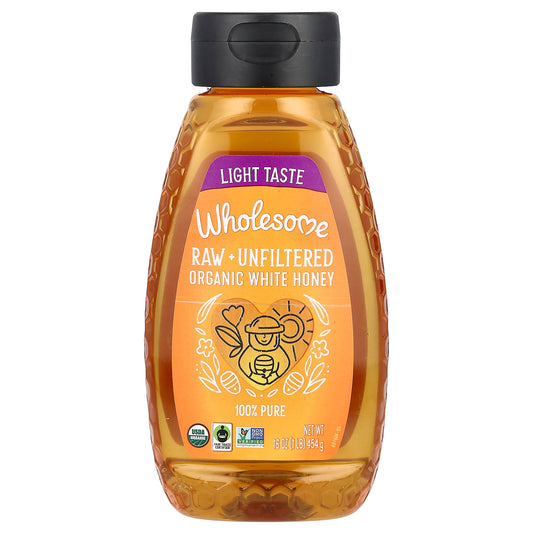 Wholesome Sweeteners, Organic White Honey, Raw, Unfiltered, 16 oz (454 g)