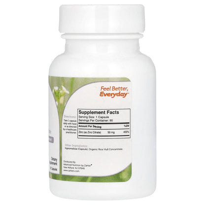 Zahler, Zinc, Bioactive Zinc Citrate, 90 Capsules (50 mg per Capsule)