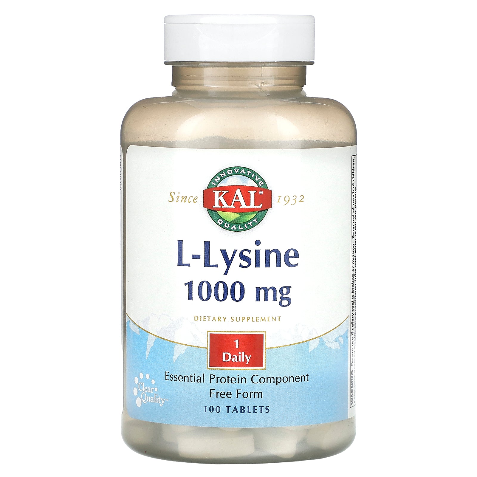 KAL, L-Lysine, 1,000 mg, 100 Tablets