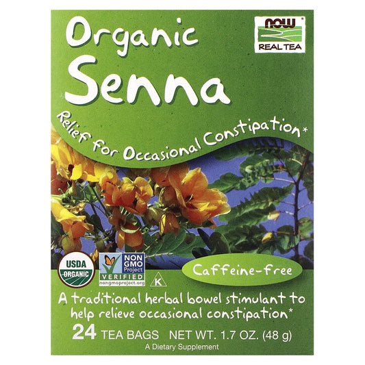 NOW Foods, Real Tea, Organic Senna Tea, Caffeine Free, 24 Tea Bags, 1.7 oz (48 g)