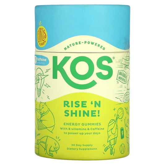 KOS, Rise 'N Shine Energy Gummies, Citrus, 30 Gummies