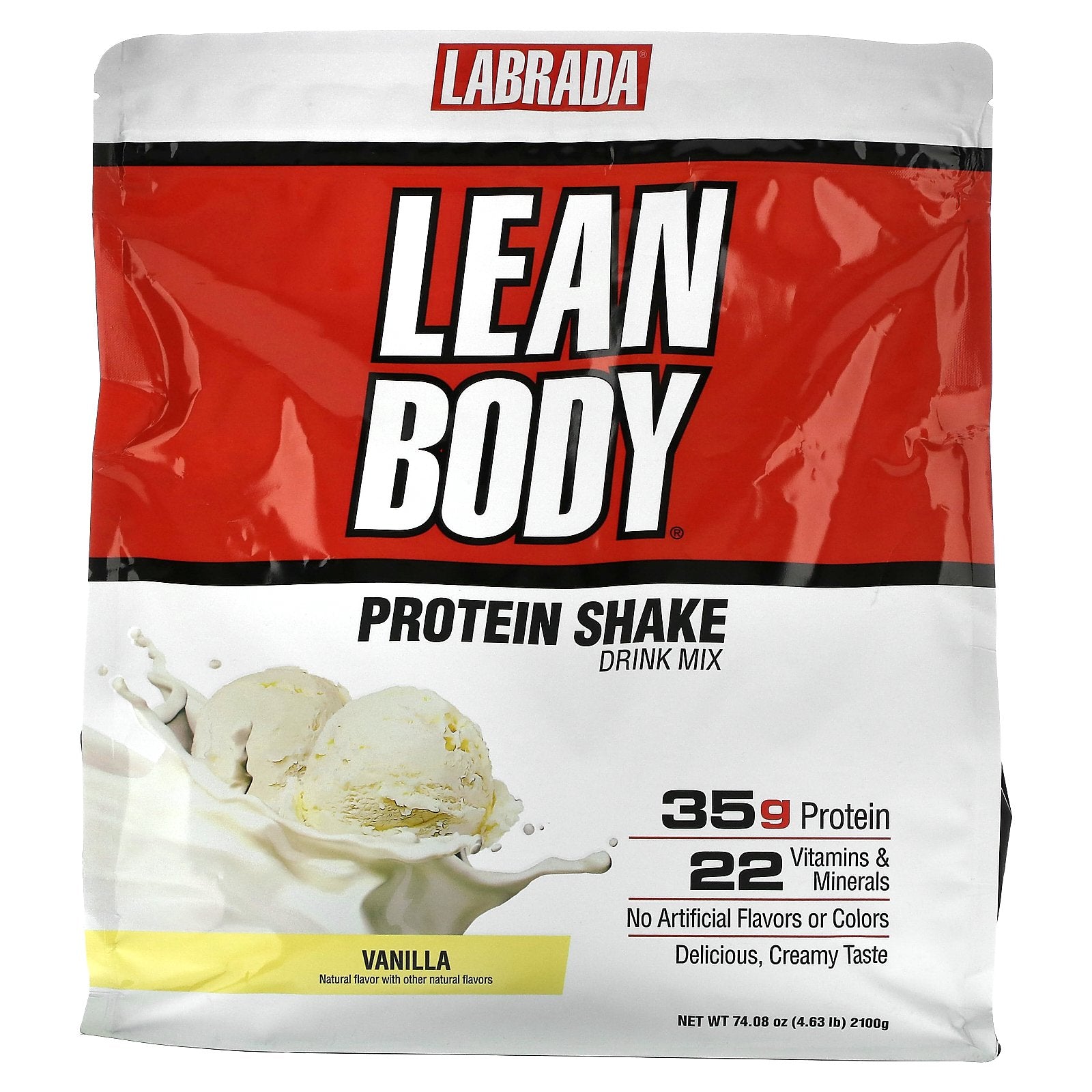 Labrada Nutrition, Lean Body, Protein Shake Drink Mix, Vanilla, 4.63 lbs (2,100 g)