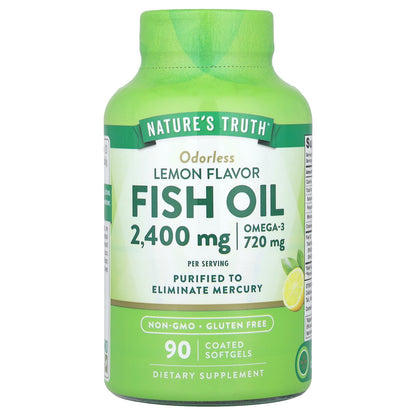 Nature's Truth, Fish Oil, Lemon, 90 Coated Softgels (1,200 mg per Softgel)