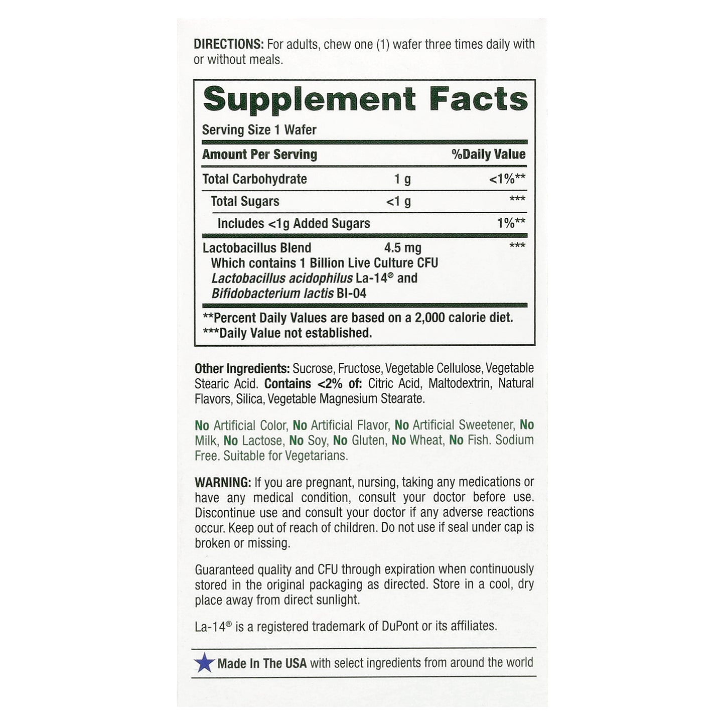 Nature's Bounty, Chewable Probiotic Acidophilus, Strawberry, 1 Billion, 60 Chewable Wafers