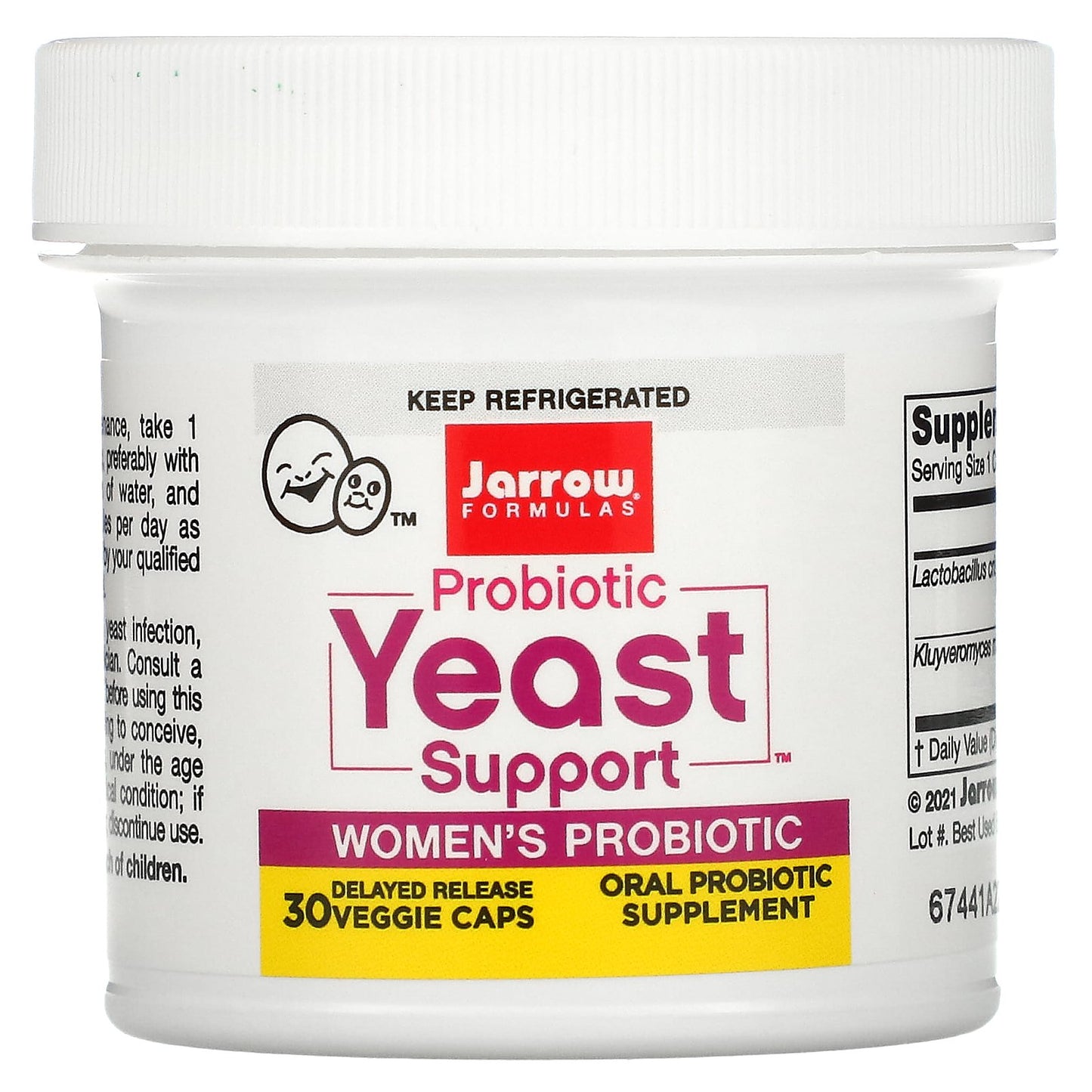 Jarrow Formulas, Probiotic Yeast Support, Women’s Probiotic, 5 Billion CFU, 30 Delayed Release Veggie Caps