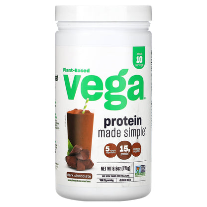 Vega, Plant-Based Protein Made Simple, Dark Chocolate, 9.6 oz (271 g)