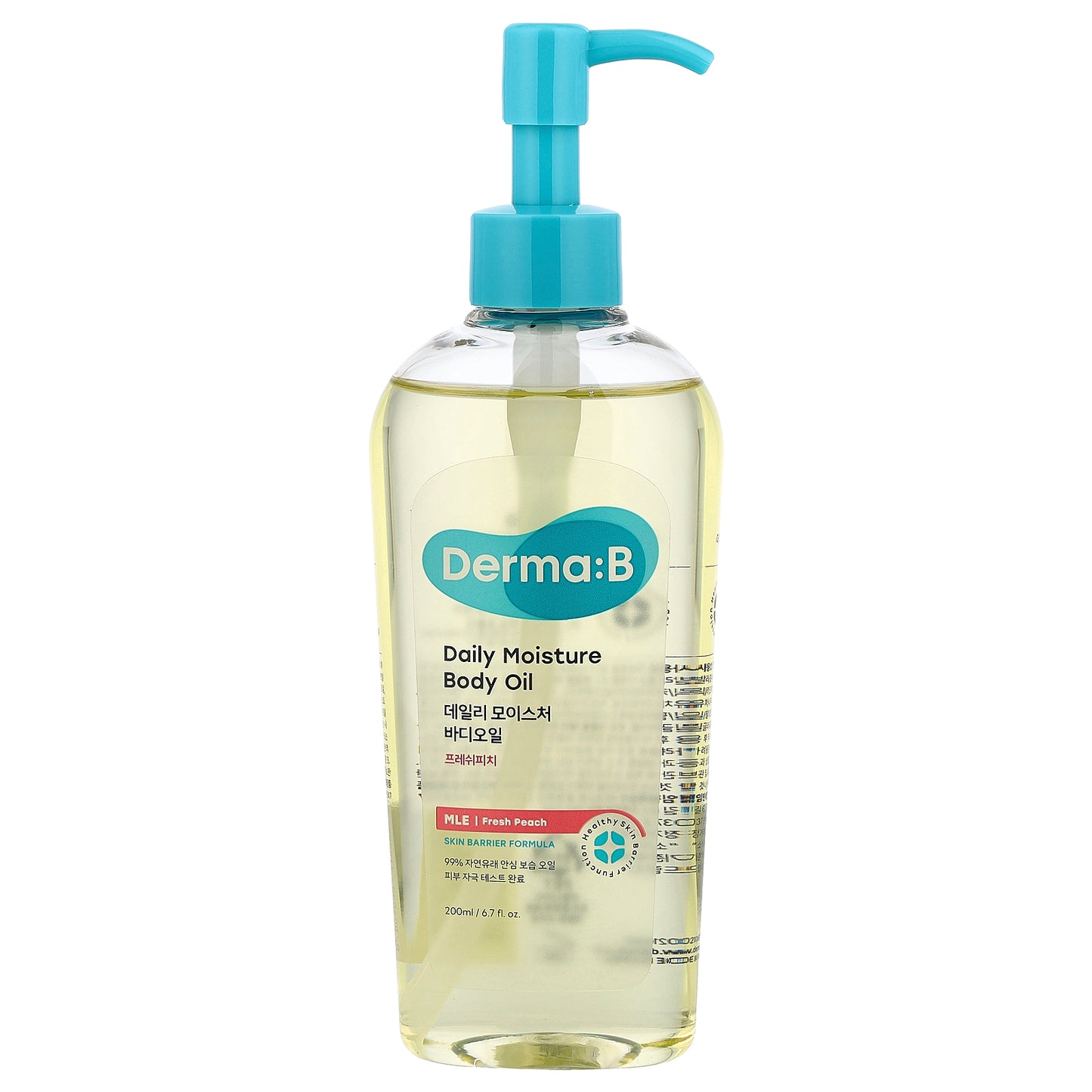 Derma:B, Daily Moisture Body Oil, Fresh Peach, 6.7 fl oz (200 ml)