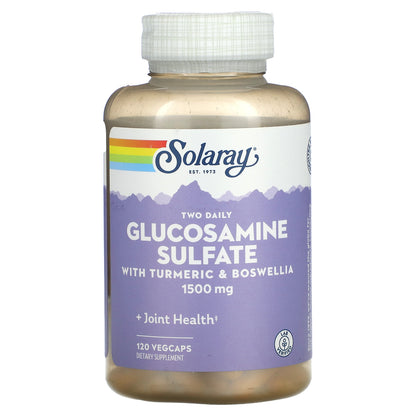 Solaray, Two Daily Glucosamine Sulfate with Turmeric & Boswellia, 1,500 mg, 120 VegCaps