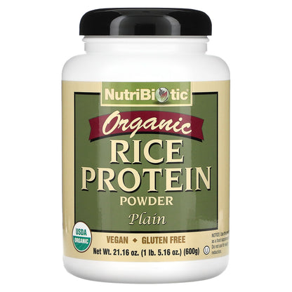 NutriBiotic, Organic Rice Protein Powder, Plain, 1 lb 5.16 oz (600 g)