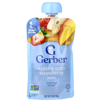 Gerber, Puree, 2nd Foods®, Apple Mango Strawberry, 3.5 oz (99 g)