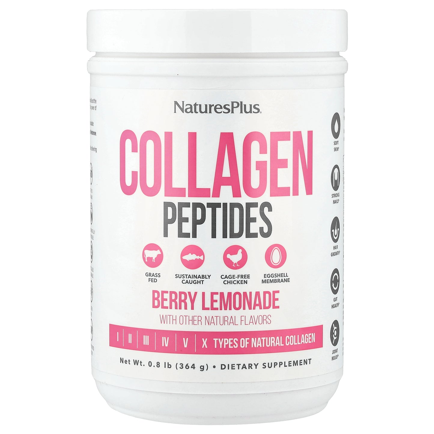 NaturesPlus, Collagen Peptides, Berry Lemonade, 0.8 lbs (364 g)
