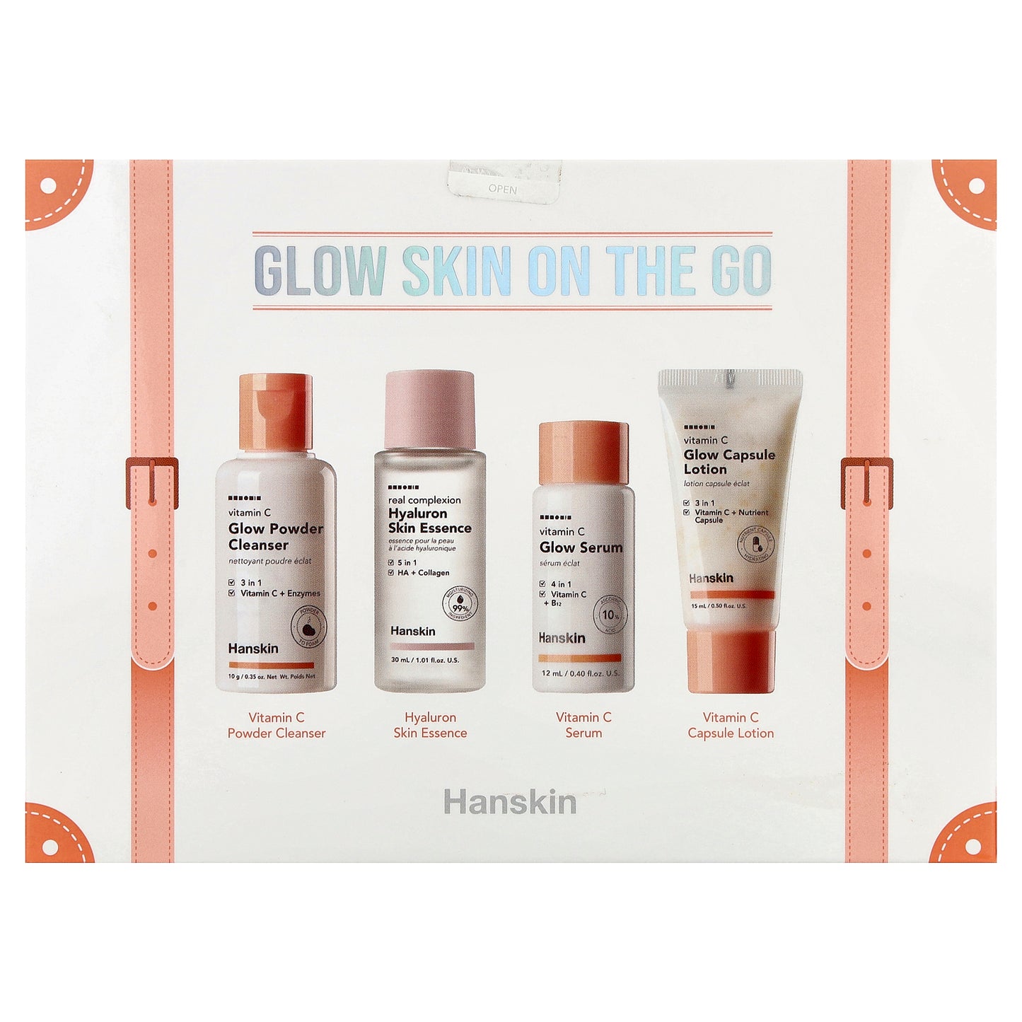 Hanskin, Glow Skin On the Go, 4 Piece Set