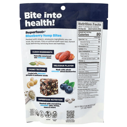 Navitas Organics, Superfood+®, Hemp Bites, Blueberry, 8 oz (227 g)