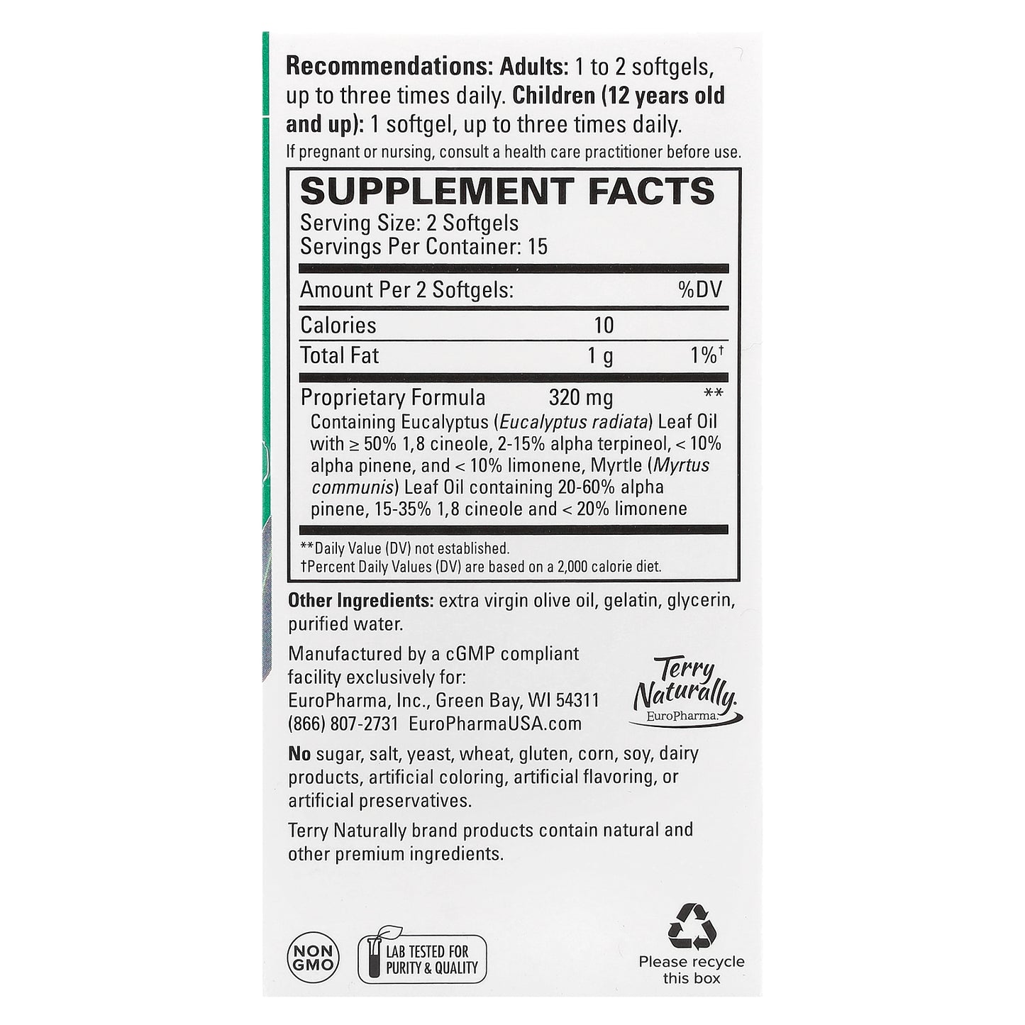 Terry Naturally, SinuCare™ with Eucalyptus, 30 Softgels