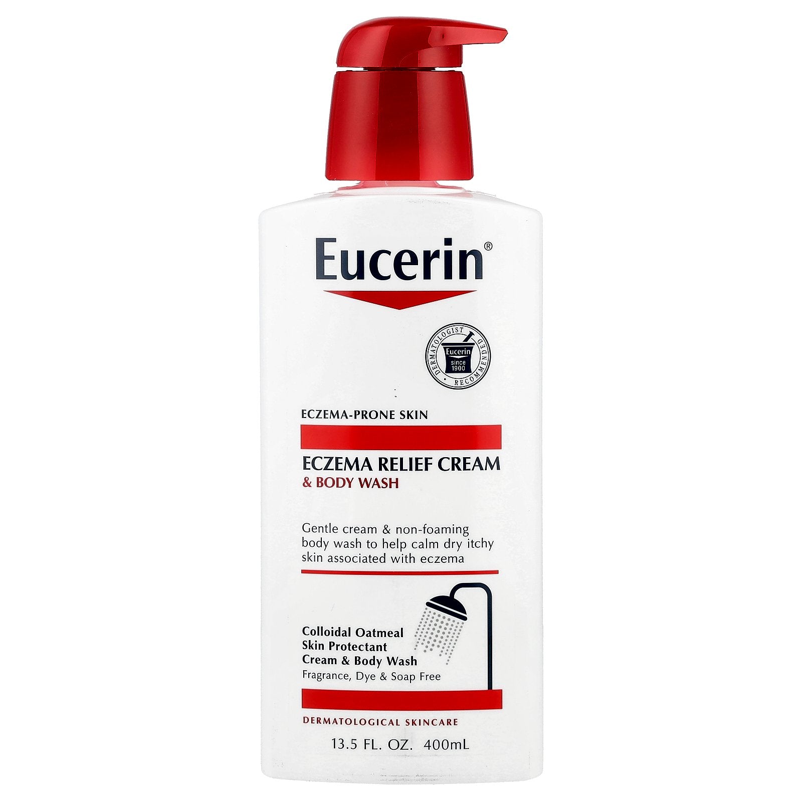 Eucerin, Eczema Relief Cream & Body Wash, Fragrance Free , 13.5 fl oz (400 ml)