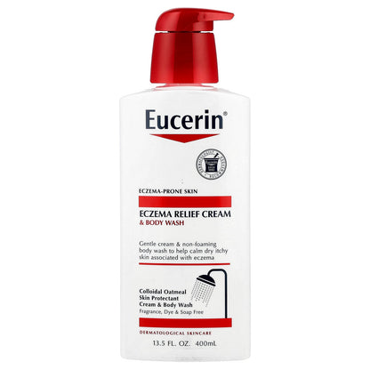 Eucerin, Eczema Relief Cream & Body Wash, Fragrance Free , 13.5 fl oz (400 ml)