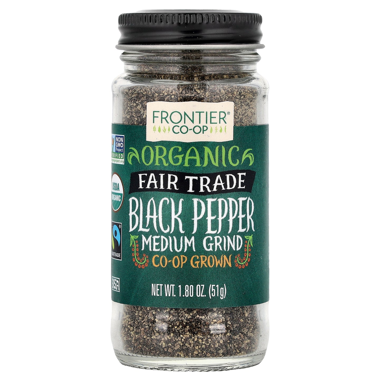 Frontier Co-op, Organic Black Pepper, Medium Grind, 1.8 oz (51 g)
