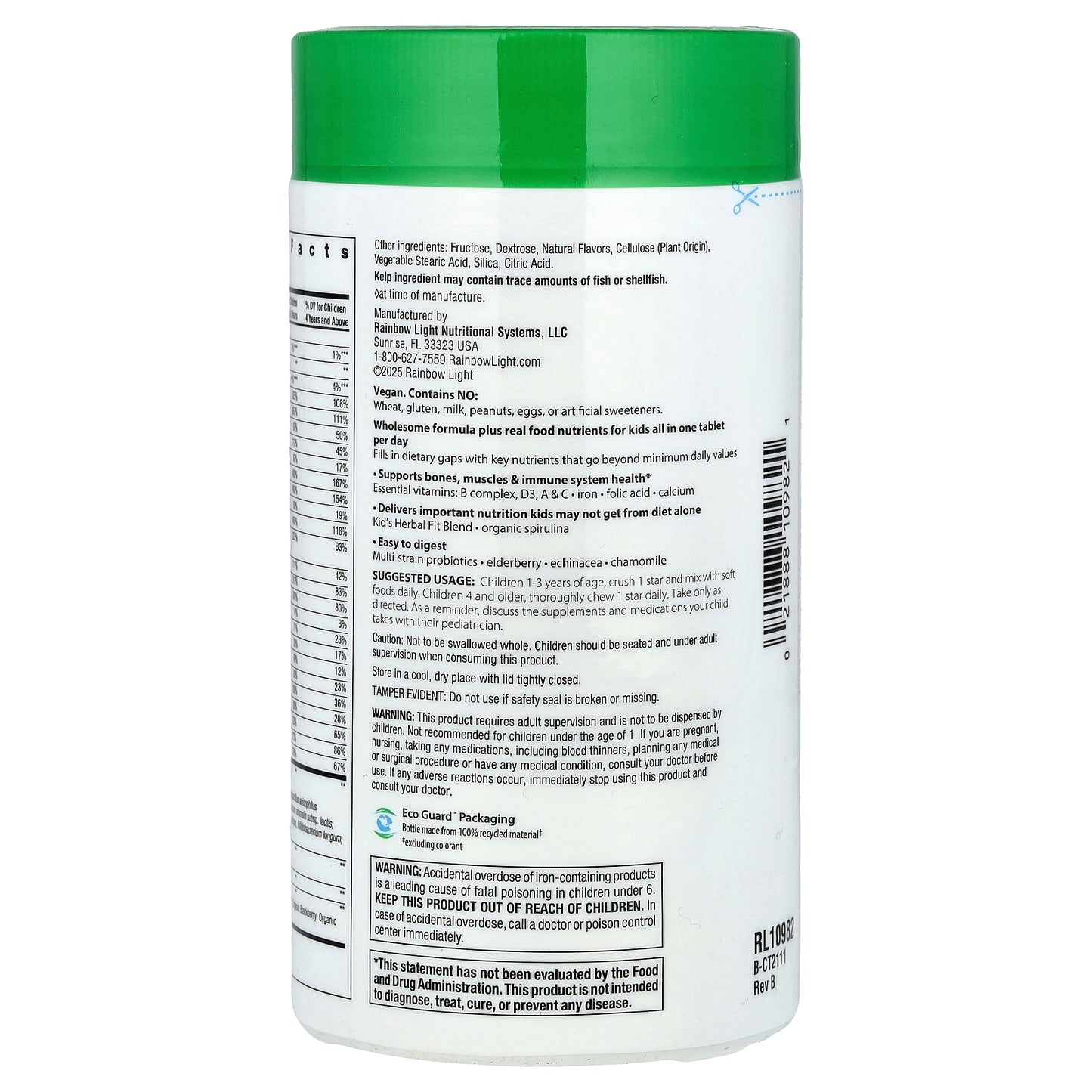 Rainbow Light, Kid's One®+, For Ages 1 & Above, Fruit Punch, 90 Tablets