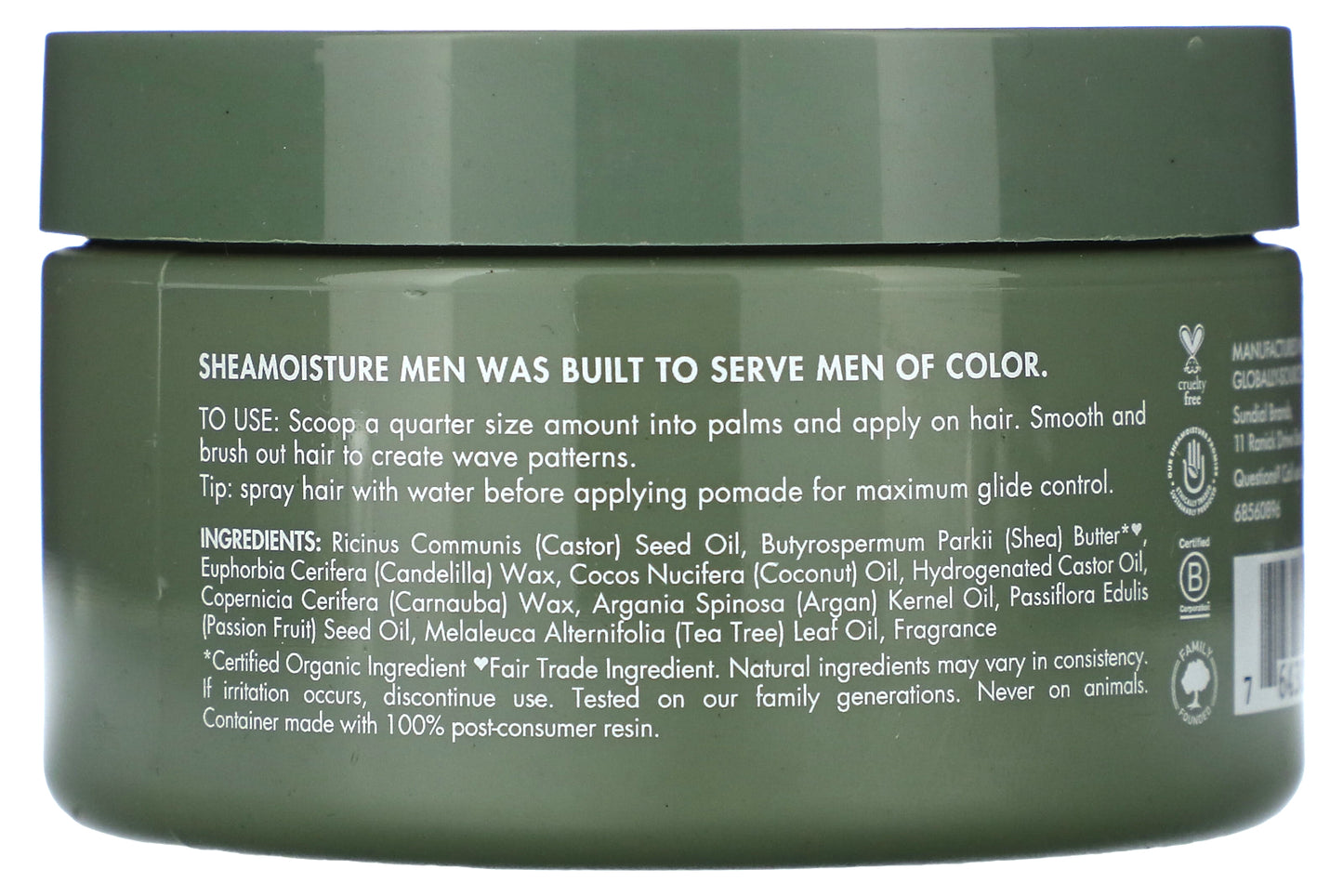 SheaMoisture, Men, Waves Pomade, Argan Oil & Shea Butter, 4 oz (113 g)