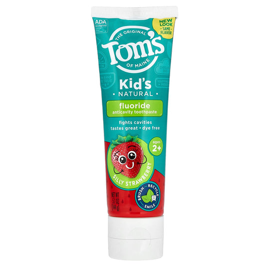 Tom's of Maine, Kid's Natural Fluoride Anticavity Toothpaste, Ages 2+, Silly Strawberry, 5.1 oz (144 g)