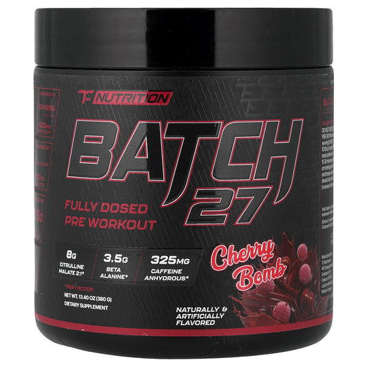 TC Nutrition, Batch 27, Fully Dosed Pre Workout, Cherry Bomb, 13.4 oz (380 g)