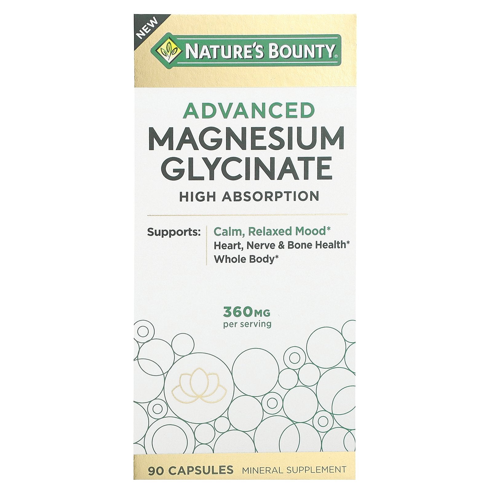 Nature's Bounty, Advanced Magnesium Glycinate, High Absorption, 90 Capsules (120 mg per Capsule)