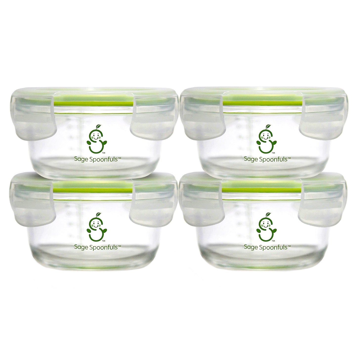 Sage Spoonfuls, Tough Glass Baby Food Jars, 4 Pack, 7 oz (210 ml) Each