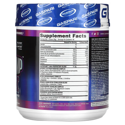 Gaspari Nutrition, SuperPump Max, Grape Cooler, 1.41 lbs (640 g)