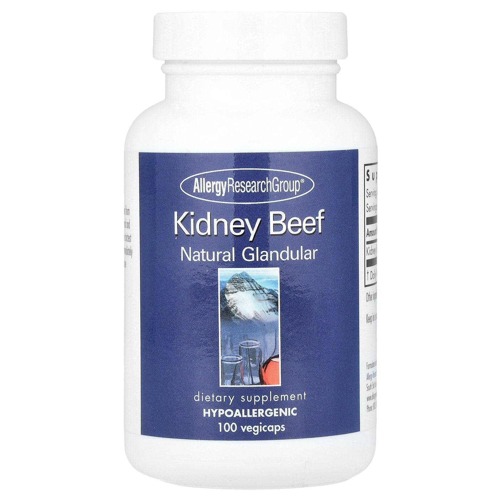 Allergy Research Group, Kidney Beef, Natural Glandular, 500 mg , 100 Vegicaps