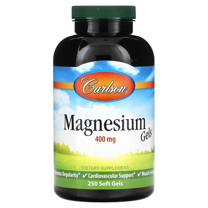 Carlson, Magnesium Gels, 400 mg, 250 Soft Gels