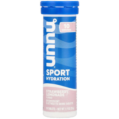 Nuun, Sport Hydration, Effervescent Electrolyte Drink Tablets, Strawberry Lemonade, 10 Tablets