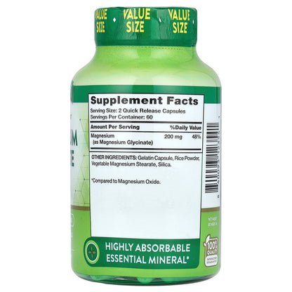 Nature's Truth, Magnesium Glycinate, Chelated, 120 Quick Release Capsules (100 mg per Capsule)